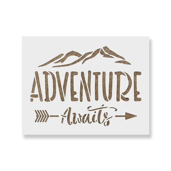 Adventure Awaits Stencil by Aizal Collection, 18 x 18 (Custom Sizes Available)