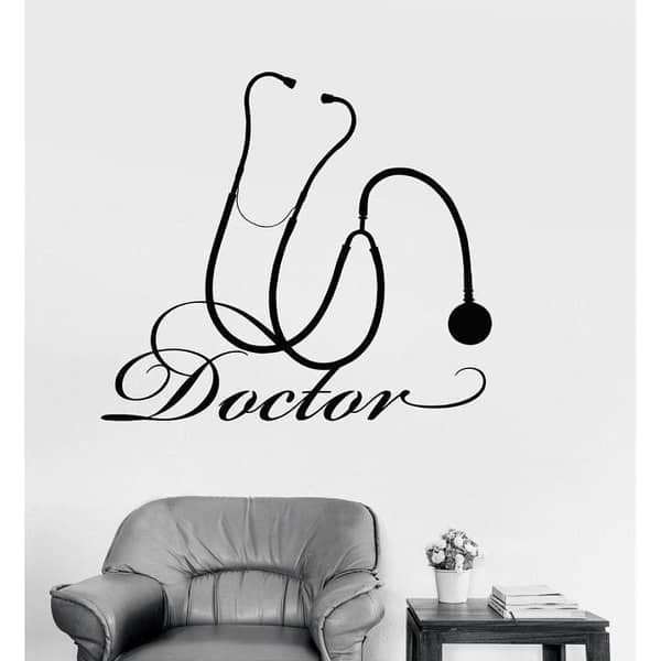 Doctor Clinic Stethoscope Medical Health Wall Sticker 1x1 Feet | Self-Adhesive Decor for Clinics & Hospitals | aizal collection