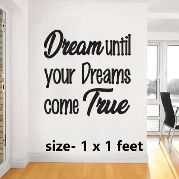 Dream Until Your Dream Comes True Wall Sticker — Motivational Quote, 1 × 1 ft, Black