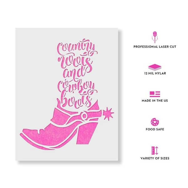 Country Roots Stencil – Shabby Chic Design for DIY Wall and Craft Projects, Size 18 x 18, Aizal Collection