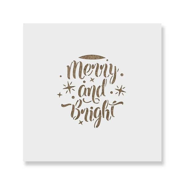 Merry and Bright Christmas Ornament Stencil | Aizal Collection, 18 x 18