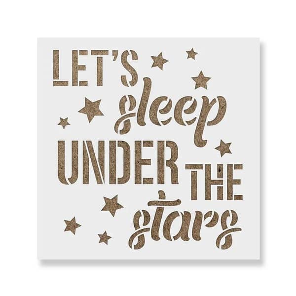 Sleep Under The Stars Stencil for Craft Painting, Small 6x6 inch – Reusable versatile stencil for wall, fabric, wood projects | Aizal collection | Custom sizes available