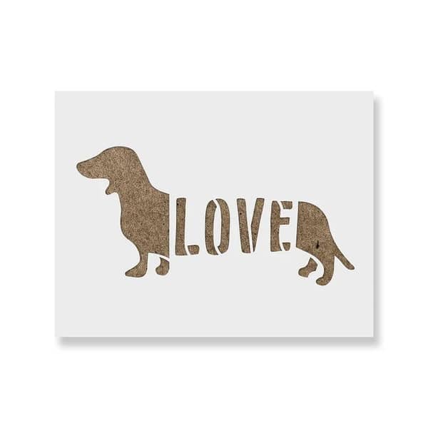 Dachshund Dog Love Stencil by Aizal Collection (18 x 18) – Wall Art Template, Custom Size Available