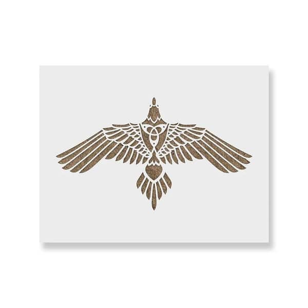 FINGERINSPIRE Tribal Raven Stencils – Plastic Raven Drawing & Painting Stencils (18 x 18), Aizal Collection