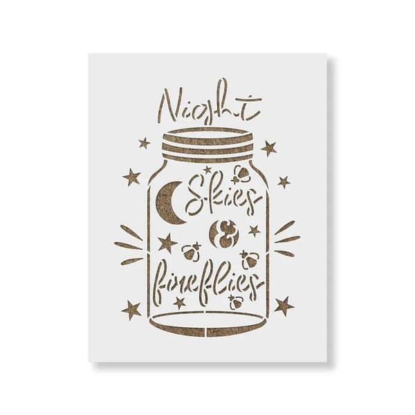 Night Skies Firefly Jar Stencil by Aizal Collection (18 x 18) – Custom Size Available