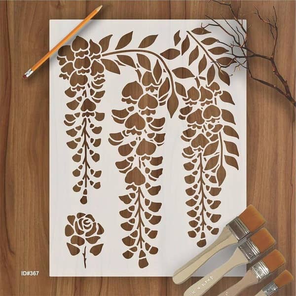 Wisteria Stencil Layering Stencils Wall Painting Scrapbook Coloring Embossing Album Decorative Template. ID #367