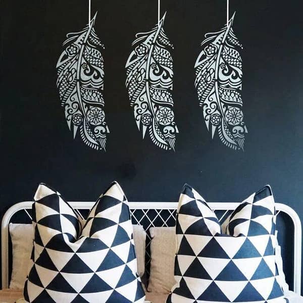 Mandala Feather Reusable Stencil For Canvas And Wall Painting. ID #464