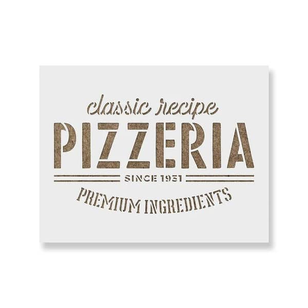 Rustic Vintage Pizzeria Stencil | Aizal collection | Wall stencil, custom size (18 x 18)