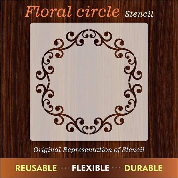 Floral Circle Mandala Round Border Reusable Stencil for Canvas and Wall Art. ID#257