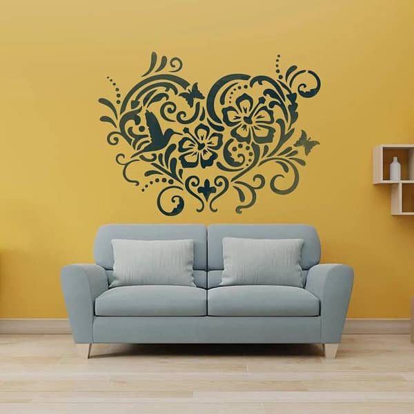 Floral Heart Stencil Wall Painting Scrapbook Coloring Embossing Album Decorative Template. ID #368