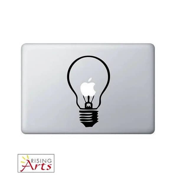 Bulb Tech Laptop Self adhesive Sticker Vinyl Decal Cool Design Skin Art for Boys Girl Kids Office Students Gift - 7 X 4 Inches - Black - Rising Arts