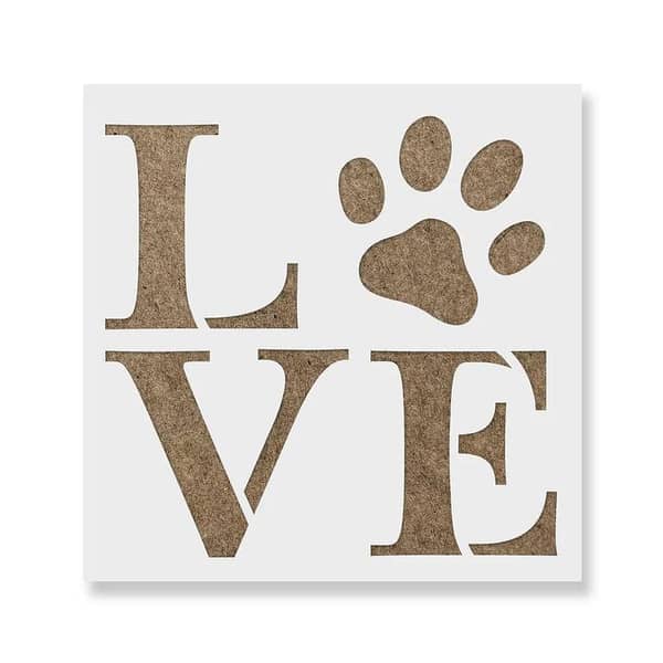 Love Paw Print Stencil | Aizal collection, 18 x 18 cm, Custom sizes available