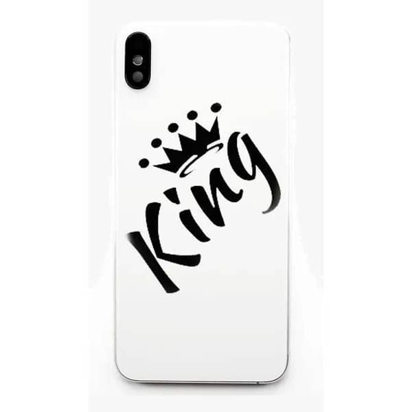 Size: 4 Inches - 2 colors options; Black OR White - King Princess Crown Heart Vinyl small self adhesive sticker for mobile computer laptop for boys girl kids decor decoration lovers