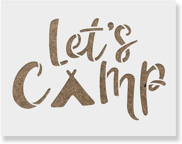 Lets Camp Stencil from Aizal Collection: Design Unique Wall and Craft Art, 18 x 18