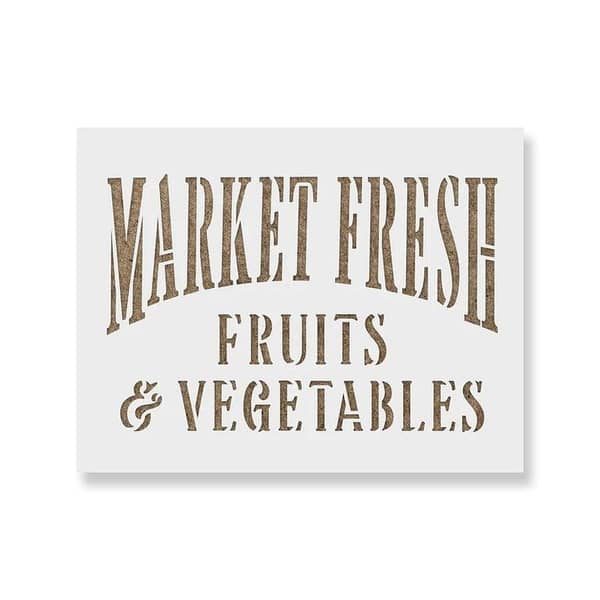 Market Fresh Stencil by Aizal Collection, 18 x 18 cm, Custom Size Available, Wall and Craft Stencil