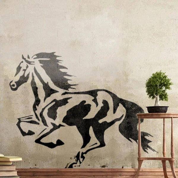 Running Horse Reusable Stencil for Canvas and Wall Painting (ID 431)