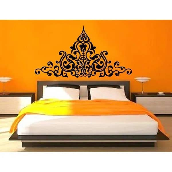 size: 4 x 2 feet - Header Border Beautiful Floral Art Specially for Bed Room wedding couple home interior decor decoration - black or white color