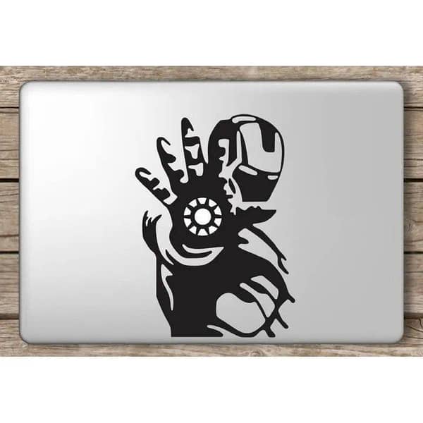 Iron man Cartoon character Laptop PVC Self adhesive Sticker Vinyl Decal Cool Design Skin Art for Boys girls kids office students- 9 x 6 inches-- Black - Rising Arts