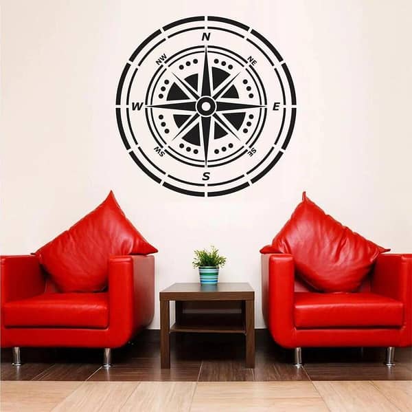 Compass Reusable Stencil for Canvas and Wall Painting (PVC White)