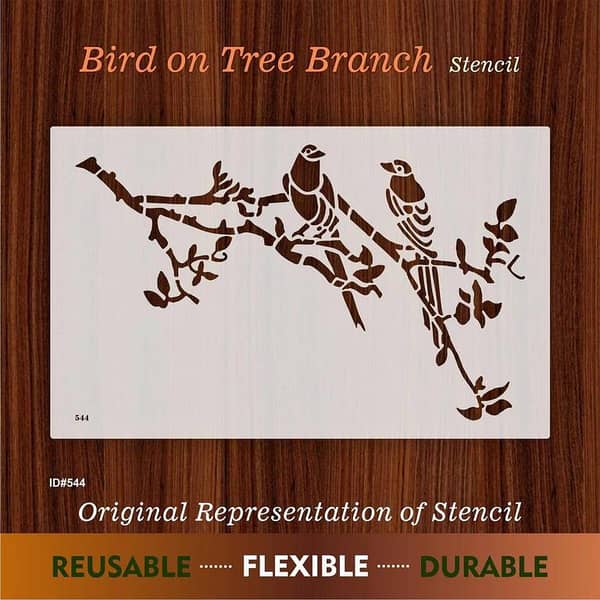 Bird on Tree Branch Wall Painting Scrapbook Coloring Embossing Album Decorative Template. ID #544