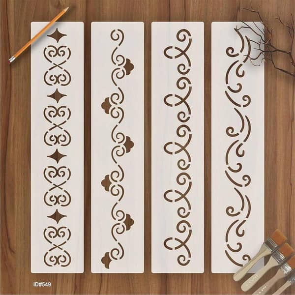 Flower Border Stencil Stamping Photo Album Embossing Paper Card on Wood Fabric Wall. ID #549