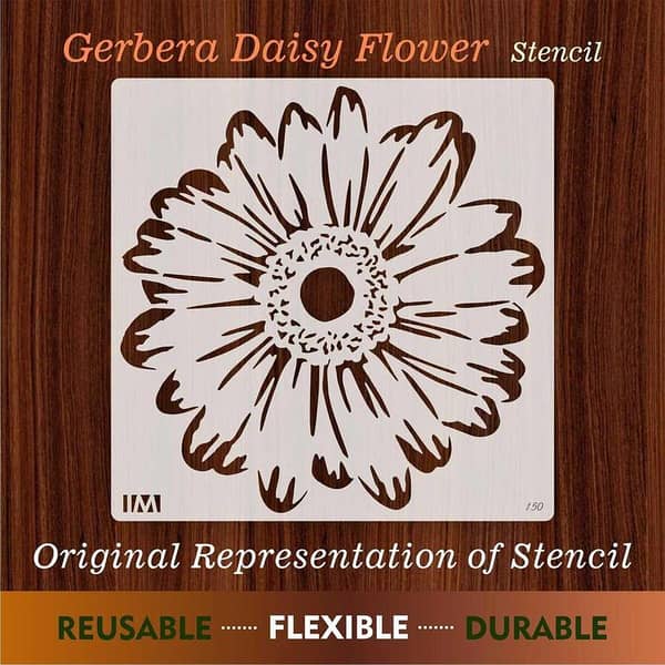 Gerbera Daisy Flowers Reusable Stencil for Canvas and Wall Painting. ID#150