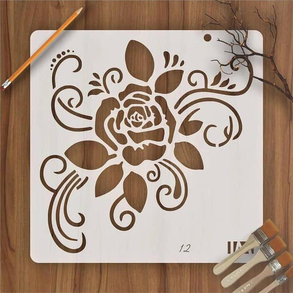 Rose Florel Stencil – Wall Stencils for Painting, Airbrush Art, Cake Spray Mold, DIY Decor Crafts (ID#12)