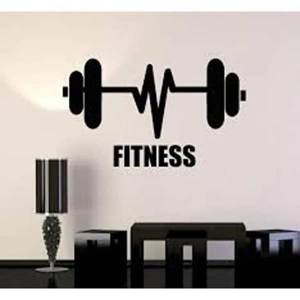 Rising Arts: Size 2 x 1.25 ft Black Fitness Wall Sticker for Gym, Room, Office