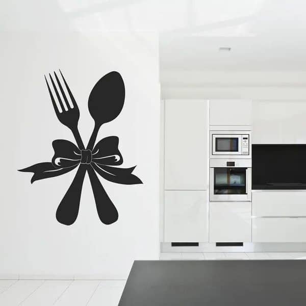 Spoon & Fork Kitchen Wall Sticker, 1.5 x 1 Feet, Black