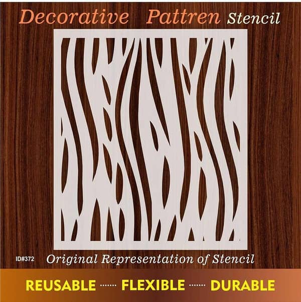 Decorative Line Pattern Stencil – Reusable PVC Template for Canvas and Wall Painting (ID #372)