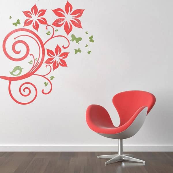 Fashion Vine Flower Butterfly Stencil for Wall, Wood, and Fabric – ID #509