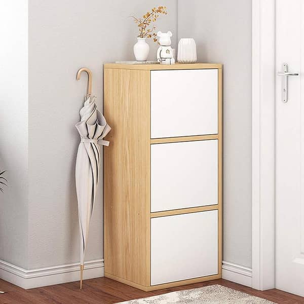Toheed Wood Vertical Shoe Cabinet - Large Capacity Multi-Layer Storage for Hallway or Dining Room