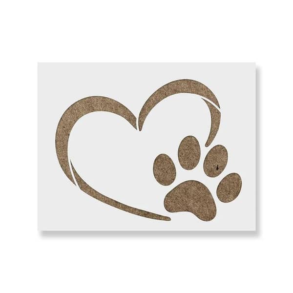 Heart Paw Stencil | Aizal collection, 18 x 18 cm stenciling design