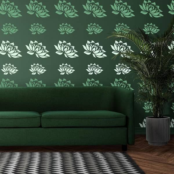 Lotus Floral Wall Stencil – 16x24 Inch Reusable Sheet by Aizal Collection