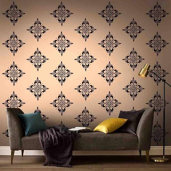 Shimmering Radiant Traditional Wall Stencil – 16x24 Inch Reusable Stencil Sheet by Aizal Collection