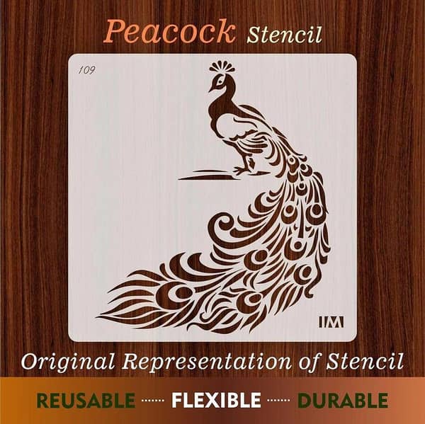 Peacock Reusable Stencil for Canvas and Wall Painting ID#109