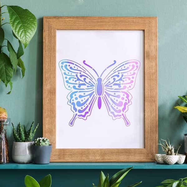 Butterfly Stencil Template – 11.8 x 11.8 in Reusable Plastic Stencil for Walls, Furniture & Crafts | Custom Size Available – Aizal Collection