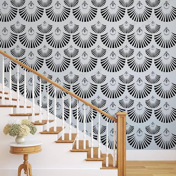 Roofed Theme Wall Stencil – 16x24 Inch Reusable Stencil Sheet for Wall Painting (Aizal Collection)