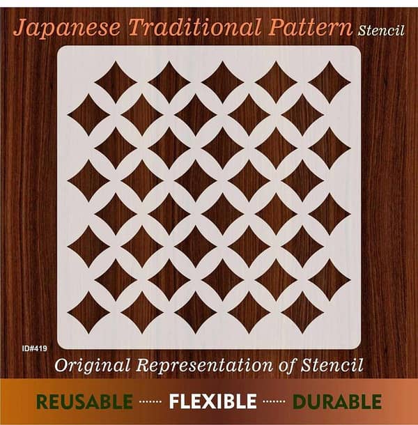 Japanes Traditional Pattern Stencil – Reusable PVC Template for Canvas and Wall Art (ID 419)