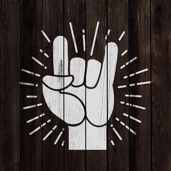 Rock Hand Stencil Template – 14x14 inch Reusable Stencil Sheet for Wall, Canvas, Wood by Aizal Collection