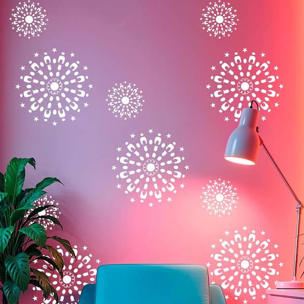 Padlocked Dahlia Print Wall Stencil – 16x24 Inch Reusable Template by Aizal Collection