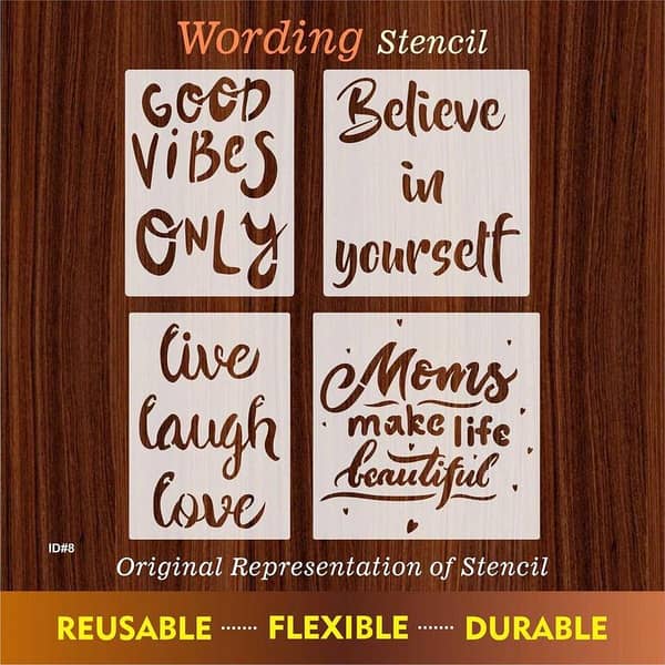 Wording Inspirational Quote Stencils – Reusable PVC Plastic Templates for Word Art, Home Decor & DIY (ID#08)