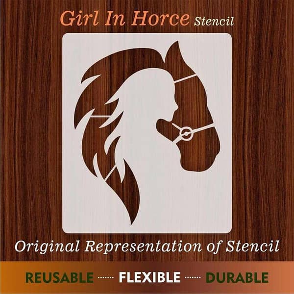Horse & Girl Reusable Stencil for Canvas and Wall Painting - ID# 439