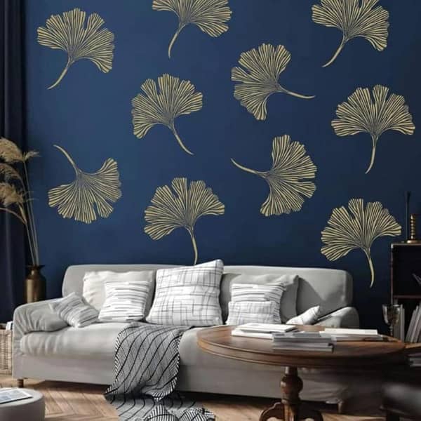 Leaf Design Wall Stencil – 16x24 Inch Reusable Stencil for Walls, Furniture, Wood & Canvas | Kayra Decor – Aizal Collection (Custom Size Available)
