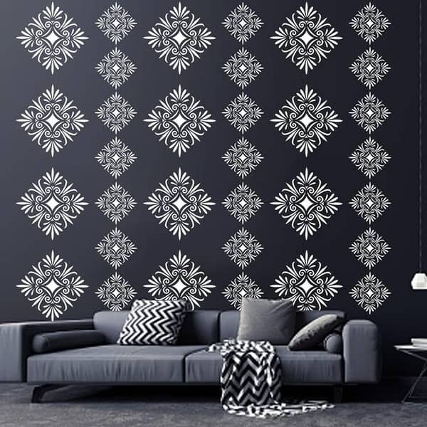 Rhomb Bushes Rangoli Wall Stencil – 16x24 Inch Reusable Pattern for Wall Painting | Aizal Collection (Custom Sizes Available)