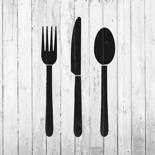 Knife Fork Spoon Stencil Template – 14x20 inch Reusable Sheet for Kitchen, Café Signs, and DIY Painting – Aizal Collection