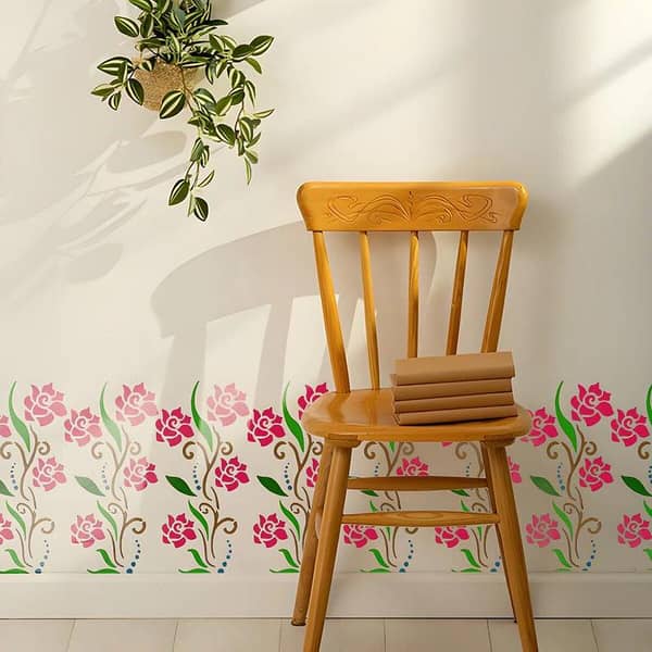 Floral Border Reusable Stencil for Canvas and Wall Painting (ID 314)