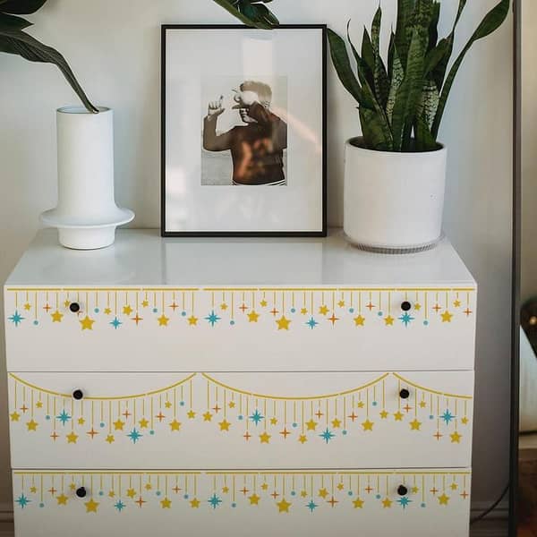 Star Border Stencil Template – 8.3 x 11.7 inch reusable stencil for walls, wood, fabric, paper & furniture (Star Curtain Pattern) – Aizal Collection