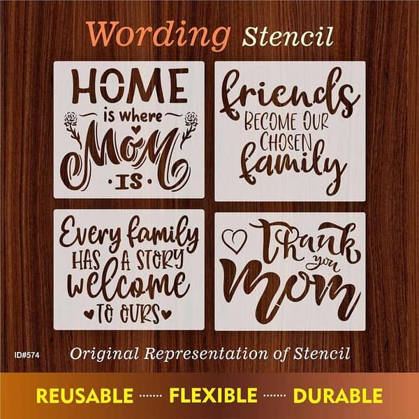 Wording Inspirational Quote Stencils - Reusable PVC Plastic Templates for Word Art, Home Decor, and DIY Projects (ID #574)