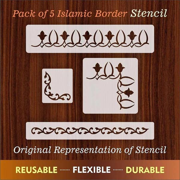 Pack of 4 Border Reusable Stencils for Canvas and Wall Painting – ID#4133
